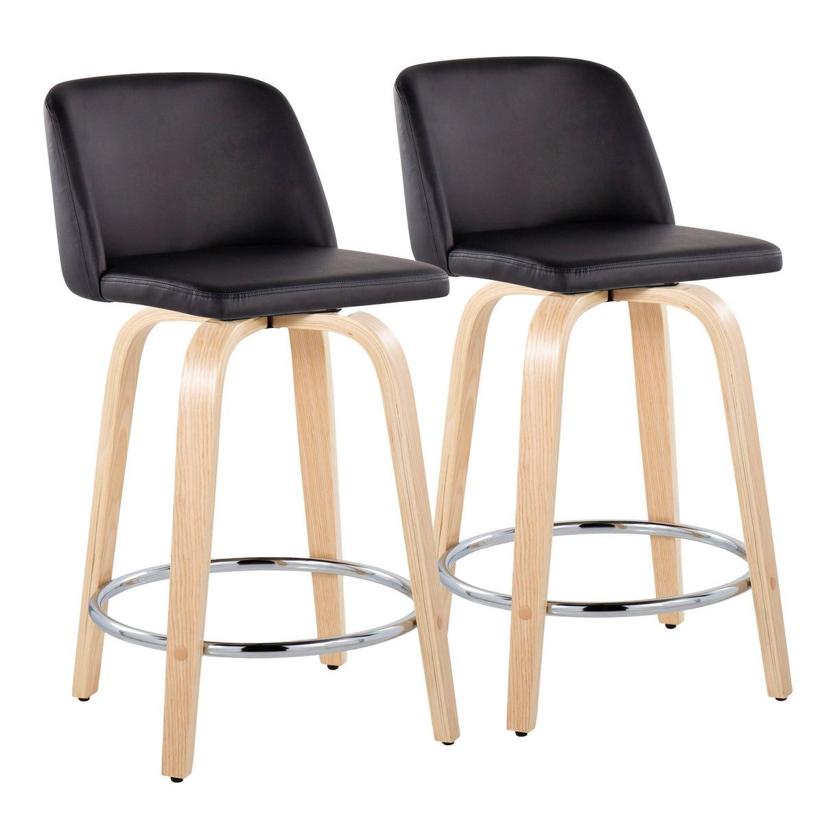Toriano - Contemporary Fixed Height Counter Stool & Swivel And Round Footrest (Set of 2) by Couch.com