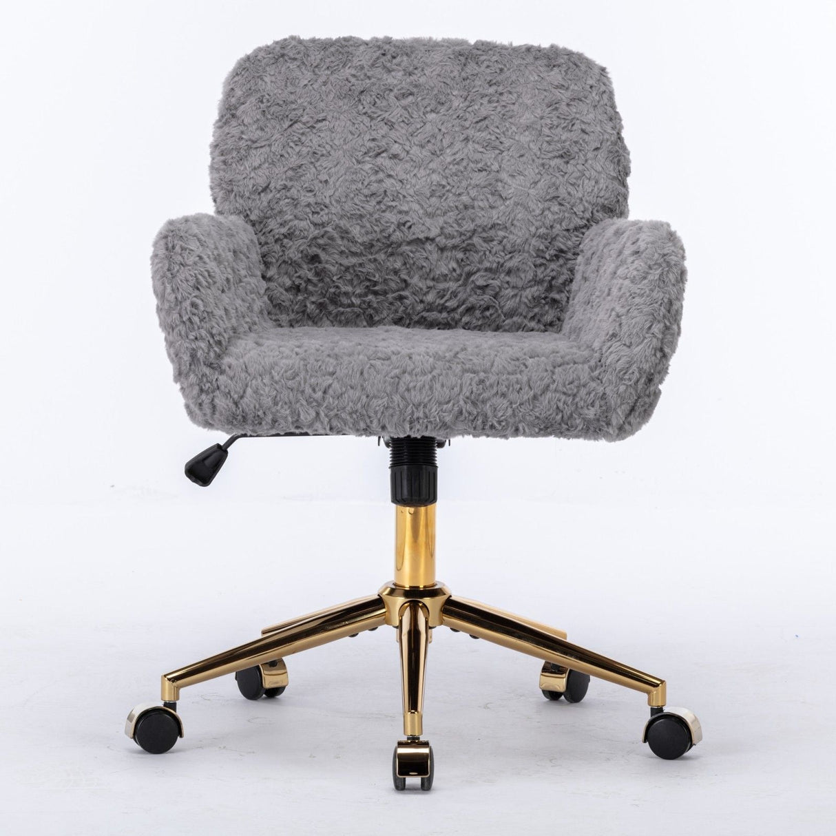 Office Chair, Artificial Rabbit Hair Home Office Chair With Golden Metal Base, Adjustable Desk Chair Swivel Office Chair, Vanity Chair by Couch.com
