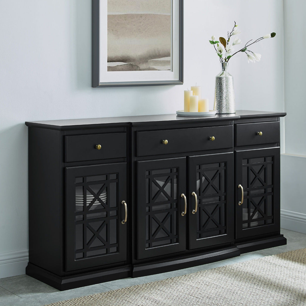 Classic Fretwork Detailed Glass Door Sideboard by Couch.com