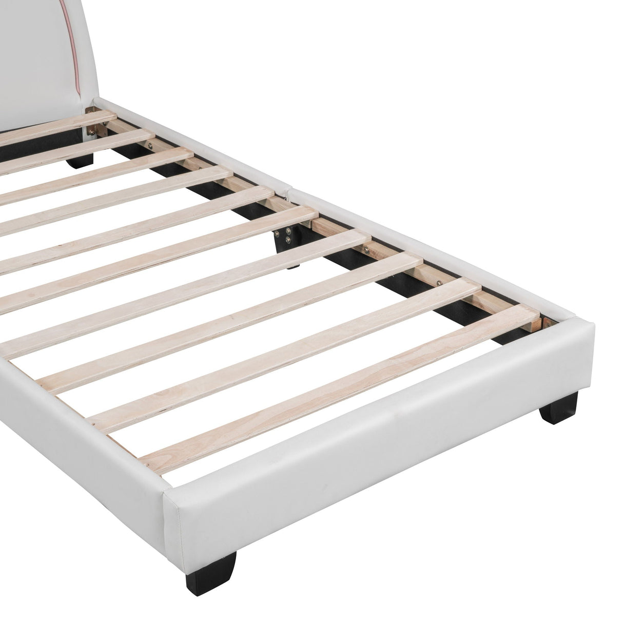 Upholstered Leather Platform Bed With Rabbit Ornament by Couch.com