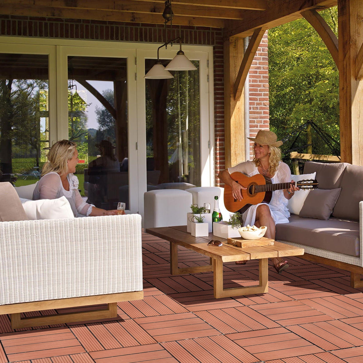 Plastic Interlocking Deck Tiles, Waterproof All Weather Use by Couch.com