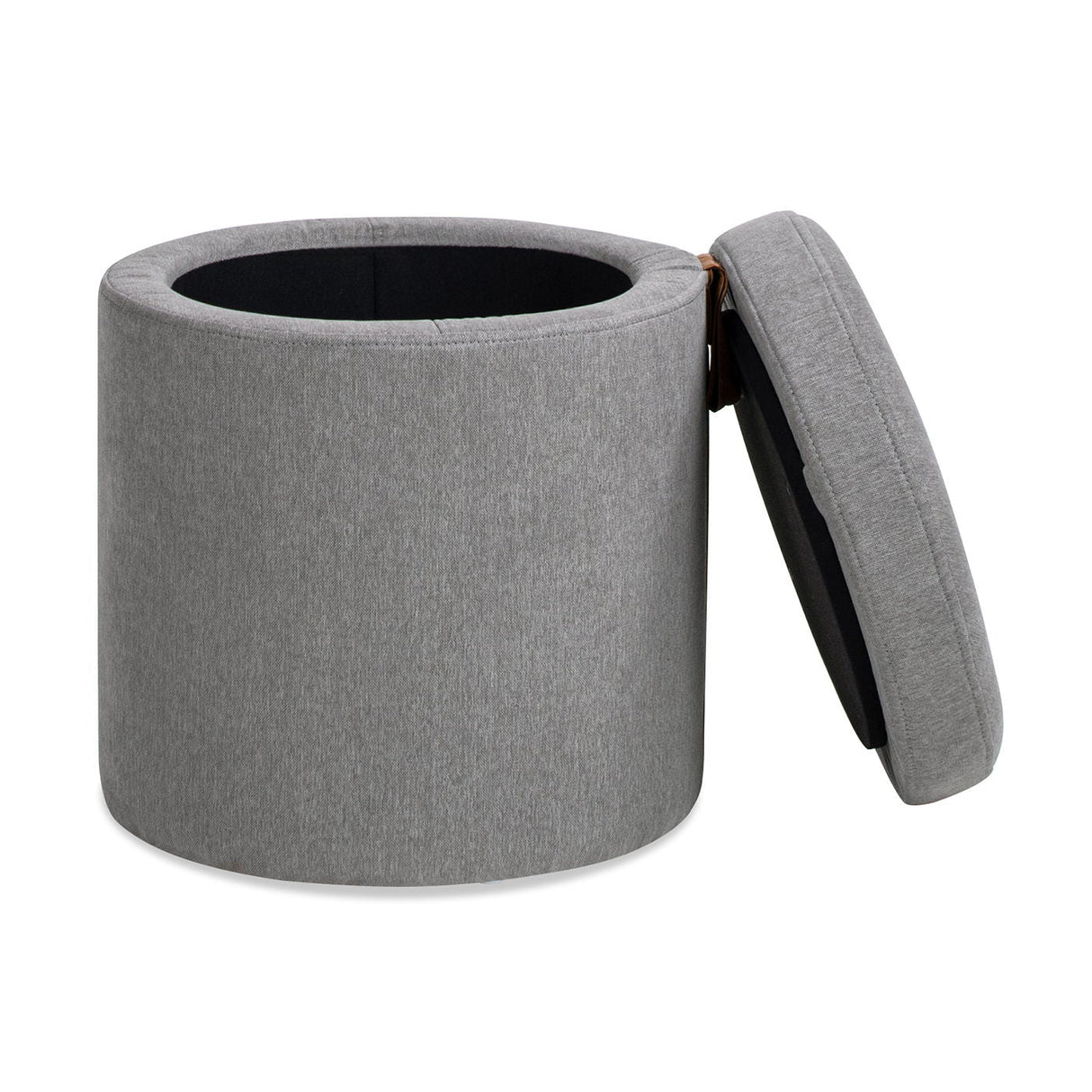 Brandy - Round Upholstered Storage Ottoman With Leather Accent by Couch.com