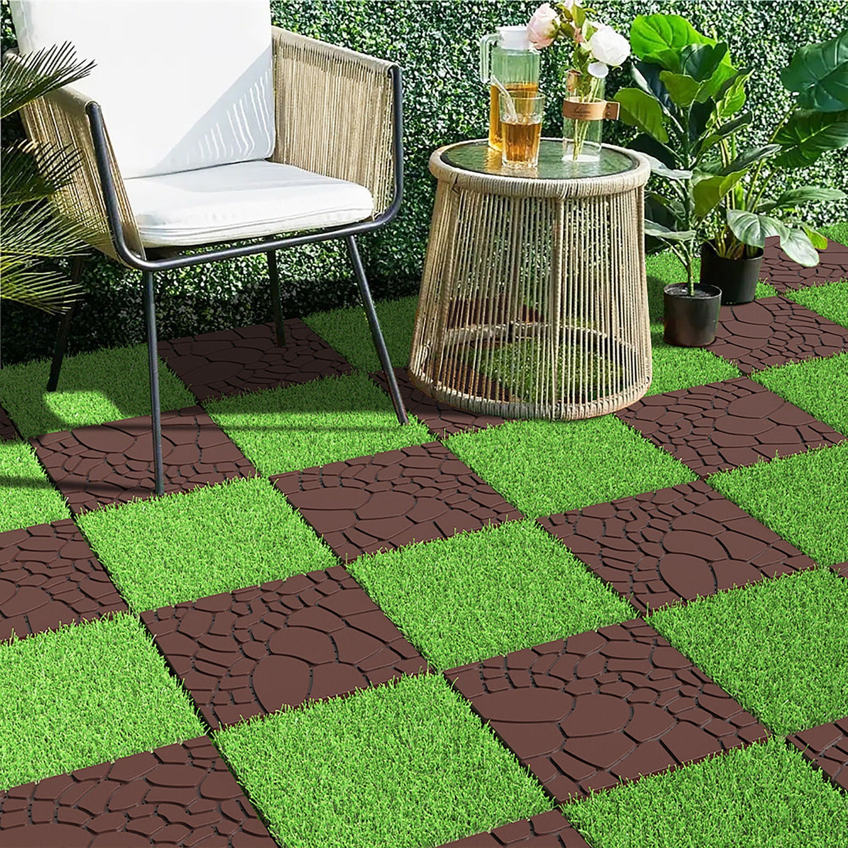 Stone Texture Patio Deck Tiles, Diy Module Interlocking Decking Floor Tiles by Couch.com