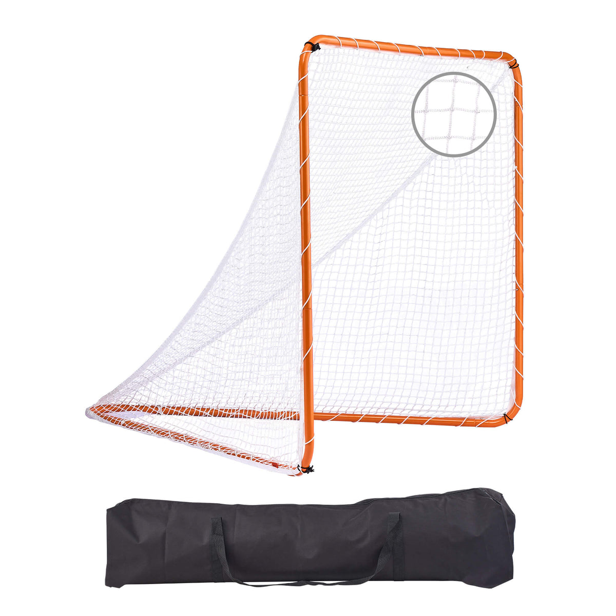 Lacrosse Goal, 6' x 6' Lacrosse Net, Steel Frame Backyard Lacrosse Training Equipment, Portable Lacrosse Goal with Carry Bag, Quick & Easy Setup, Perfect for Youth Adult Training, Orange