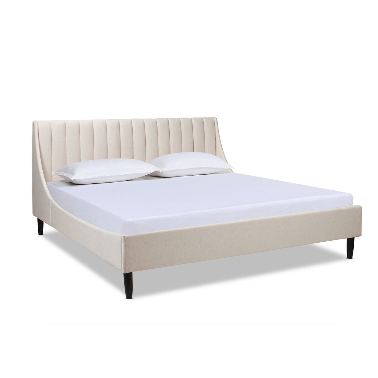 Aspen - King Vertical Tufted Headboard Platform Bed Set - Light Beige by Couch.com
