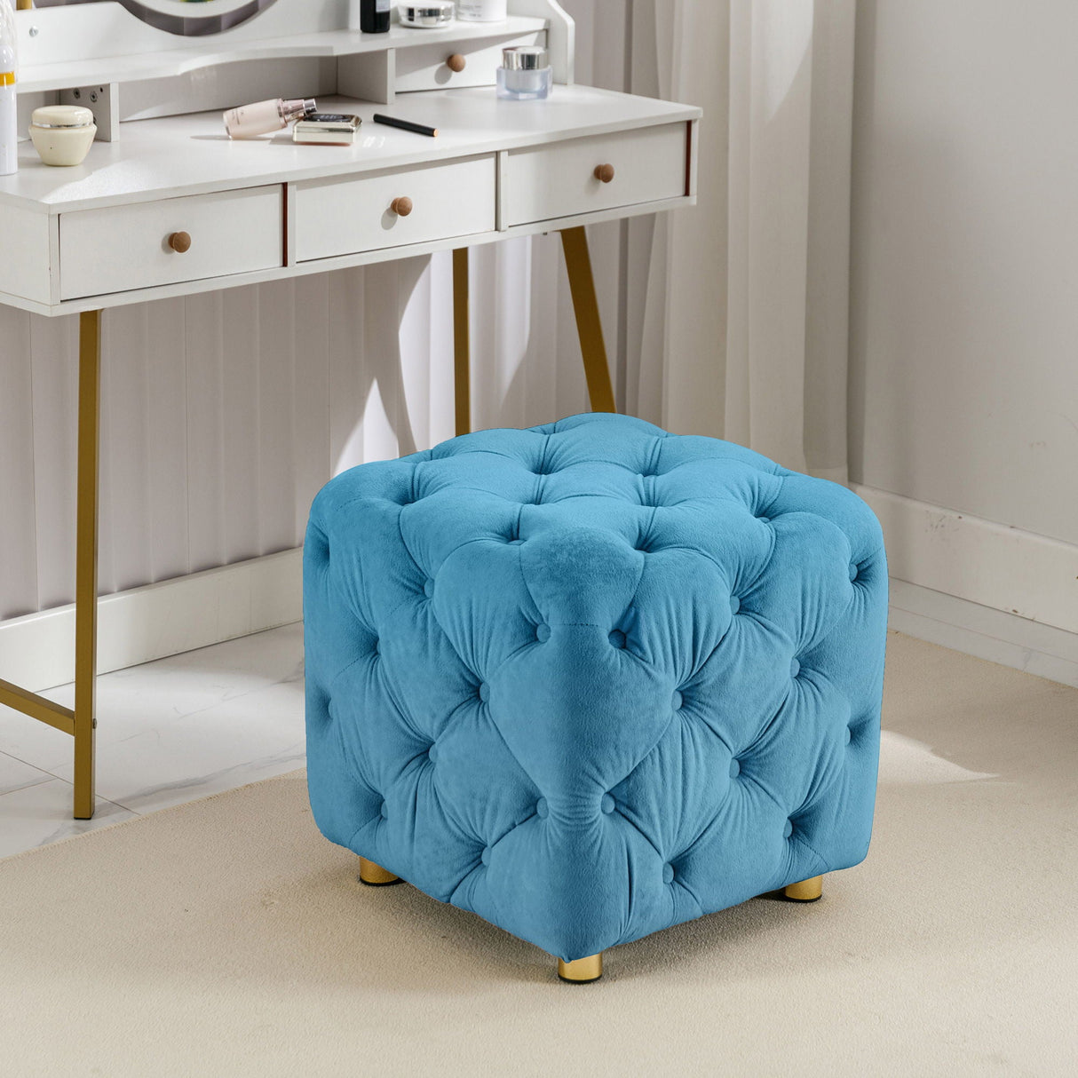 Modern Velvet Upholstered Ottoman, Exquisite Small End Table, Soft Foot Stool, Dressing Makeup Chair, Comfortable Seat For Living Room, Bedroom, Entrance by Couch.com