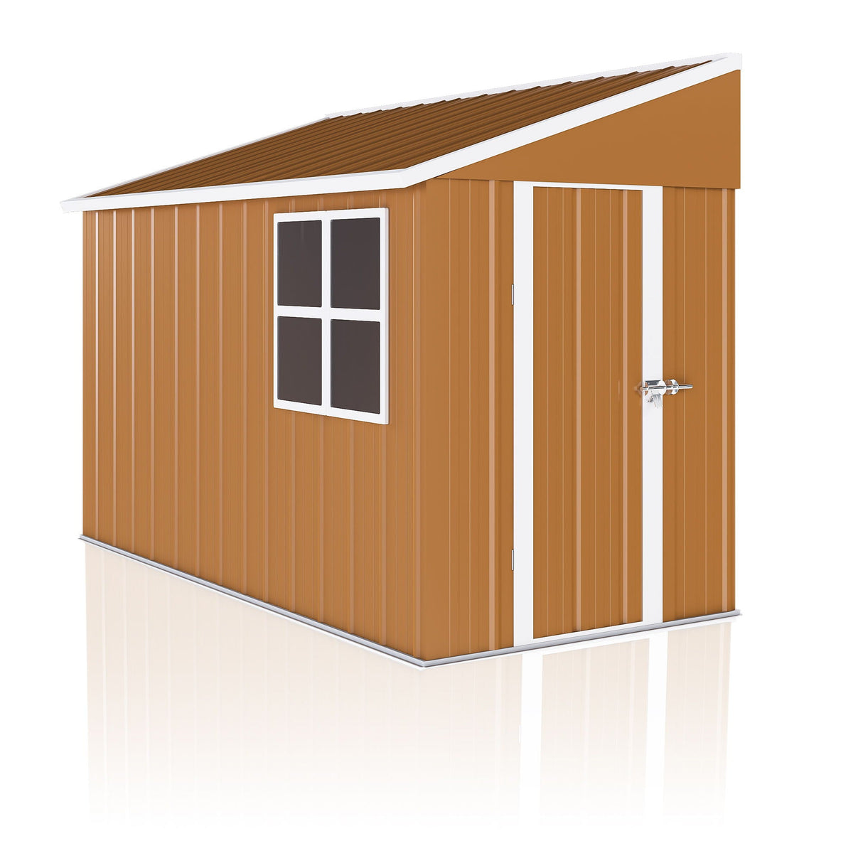 Heavy Duty Metal Storage Shed With Double Doors, Windows & Ventilation Weatherproof Iron Outdoor Garden Shed - Brown by Couch.com