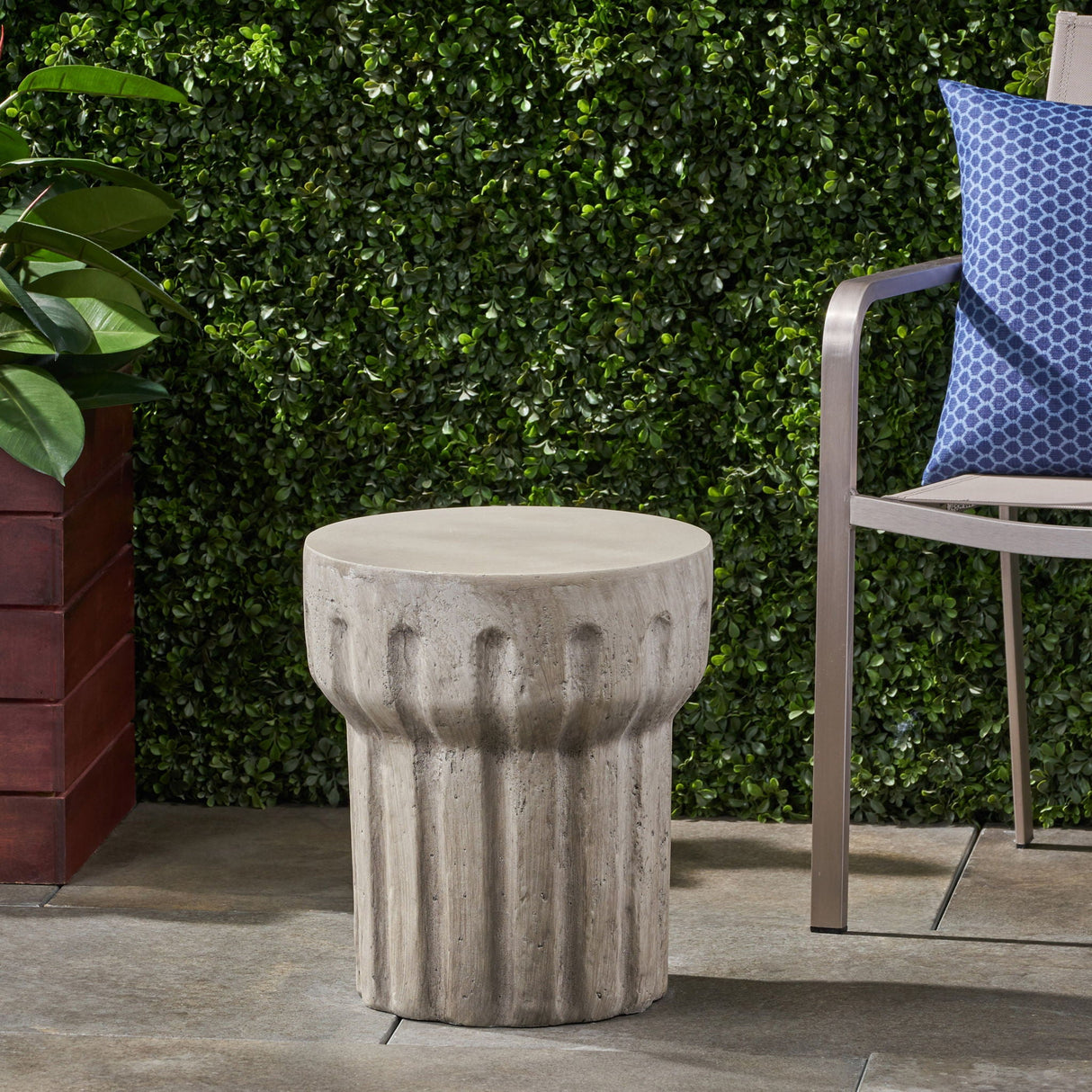 Outdoor Round Side Table - Gray by Couch.com