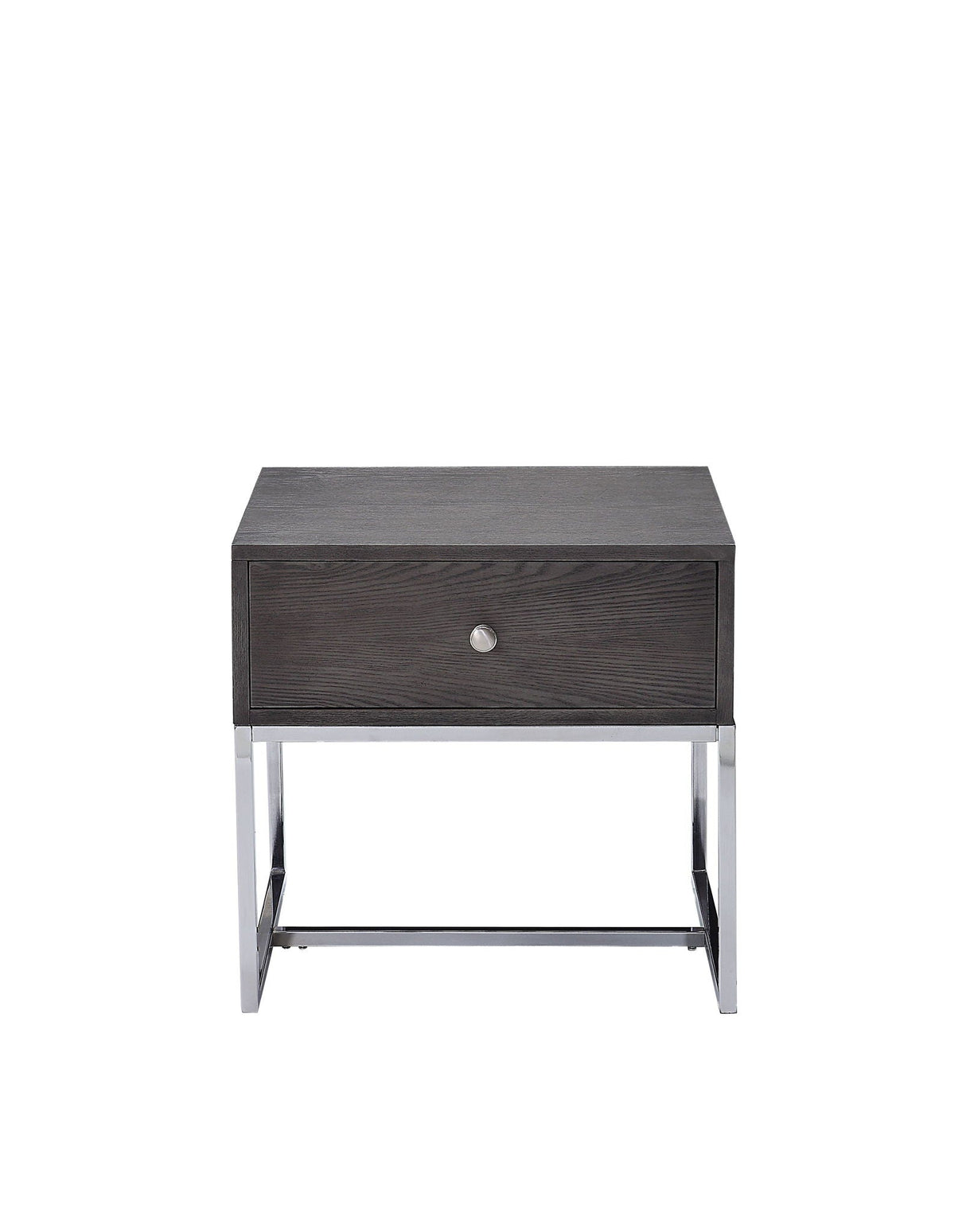 Iban End Table - Gray Oak / Chrome