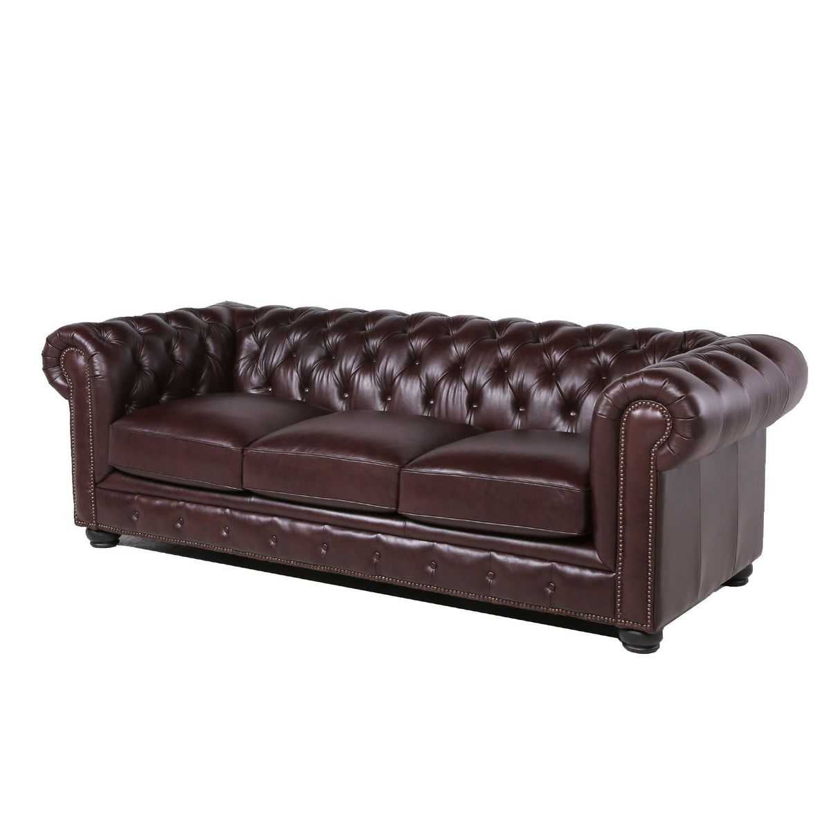 Traditional Tufted Leather Chesterfield Nailhead Sofa by Couch.com