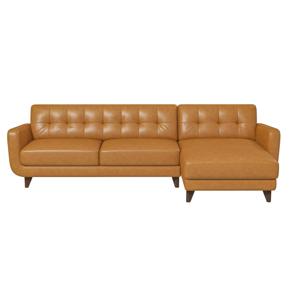 Allison - Mid-Century Modern Leather Sectional Sofa Chaise by Couch.com