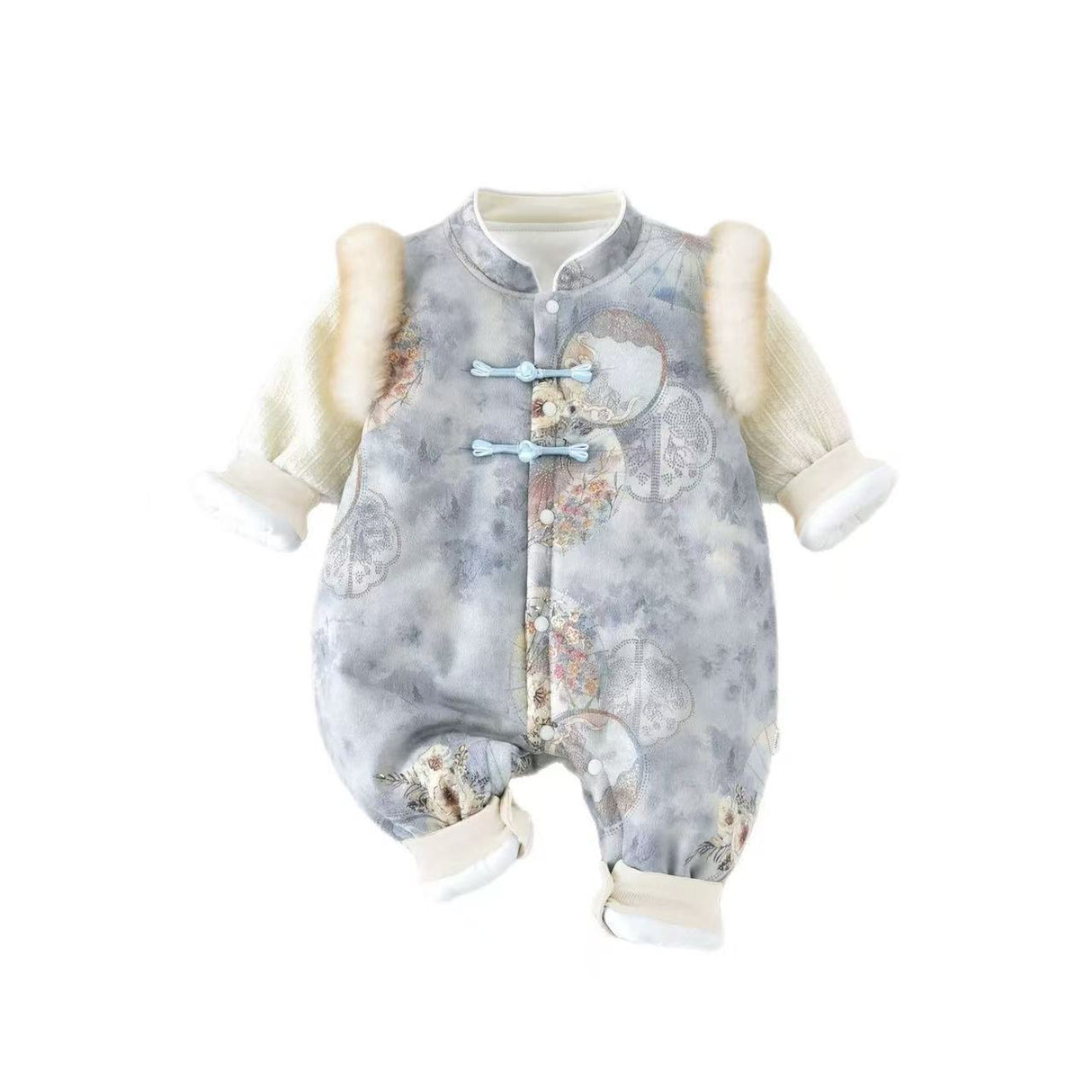 Fleece-lined Extra-thick Childrens Outdoor Cotton Jumpsuit