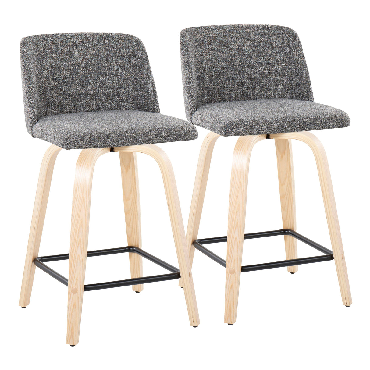Toriano - Contemporary Modern Design Fixed Height Counter Stool With Swivel With Square Footrest (Set of 2) by Couch.com