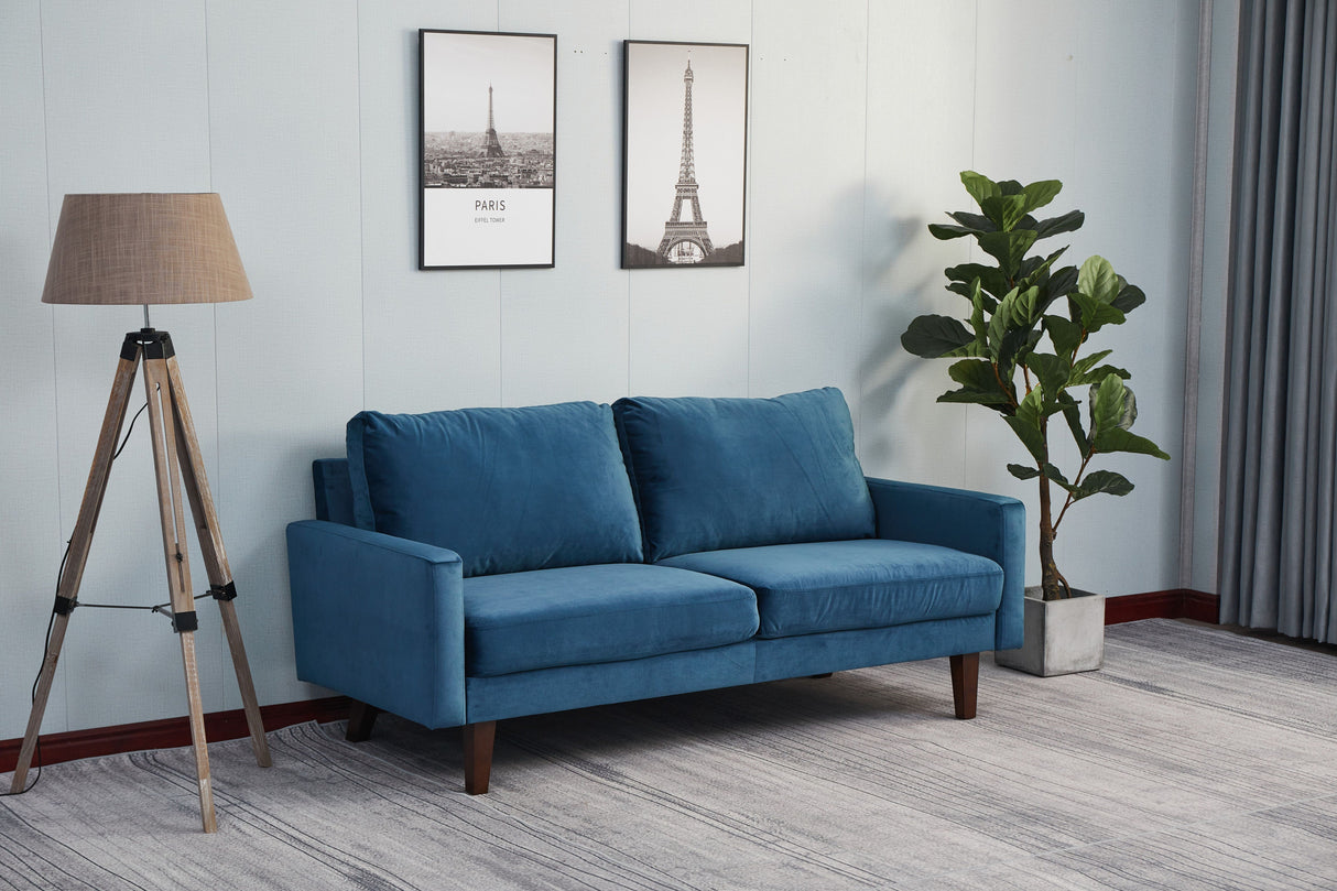 Couch.com Luxurious Comfort Stationary Loveseat Space Blue, Durable Design, Fabric Construction, Blue Finish by Couch.com