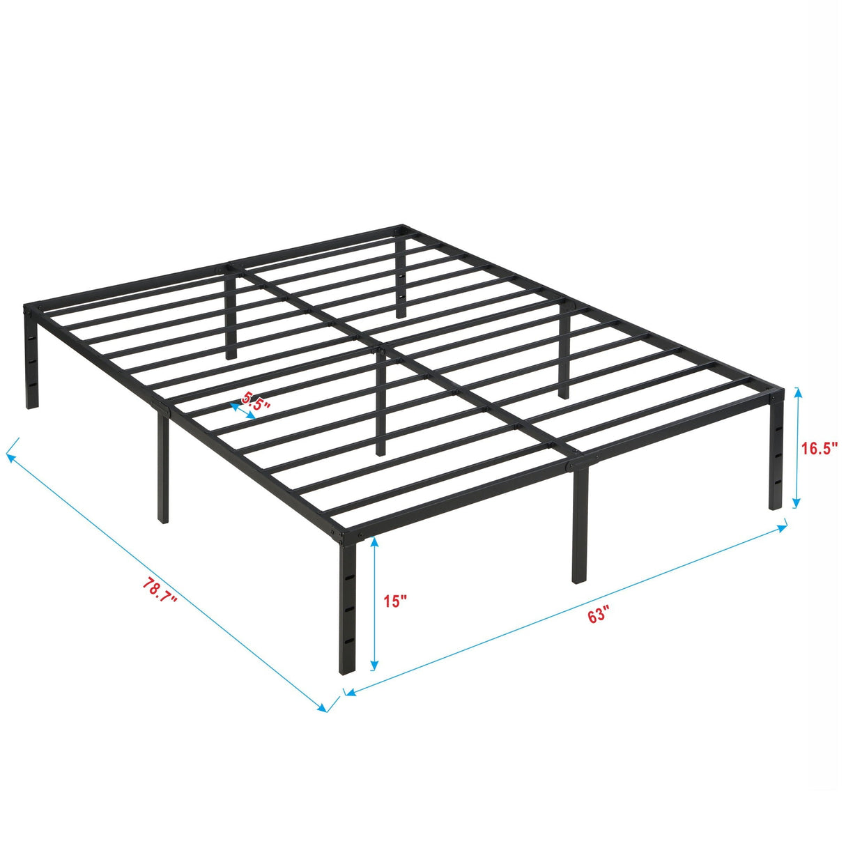 Queen Size Platform Bed with Quiet Support - Black