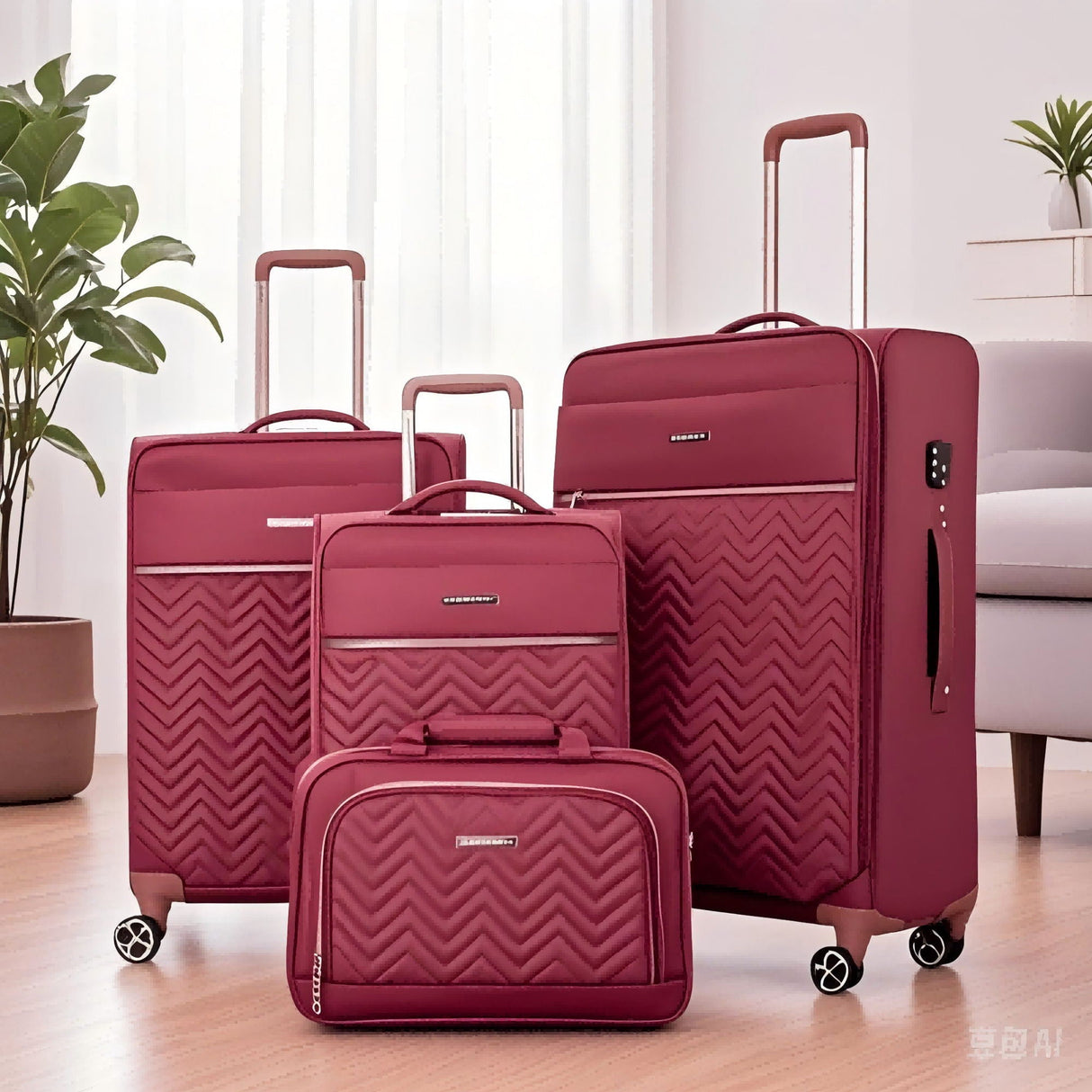 4 Piece Set, Softshell Suitcase Spinner Wheels Terylene Luggage Sets by Couch.com