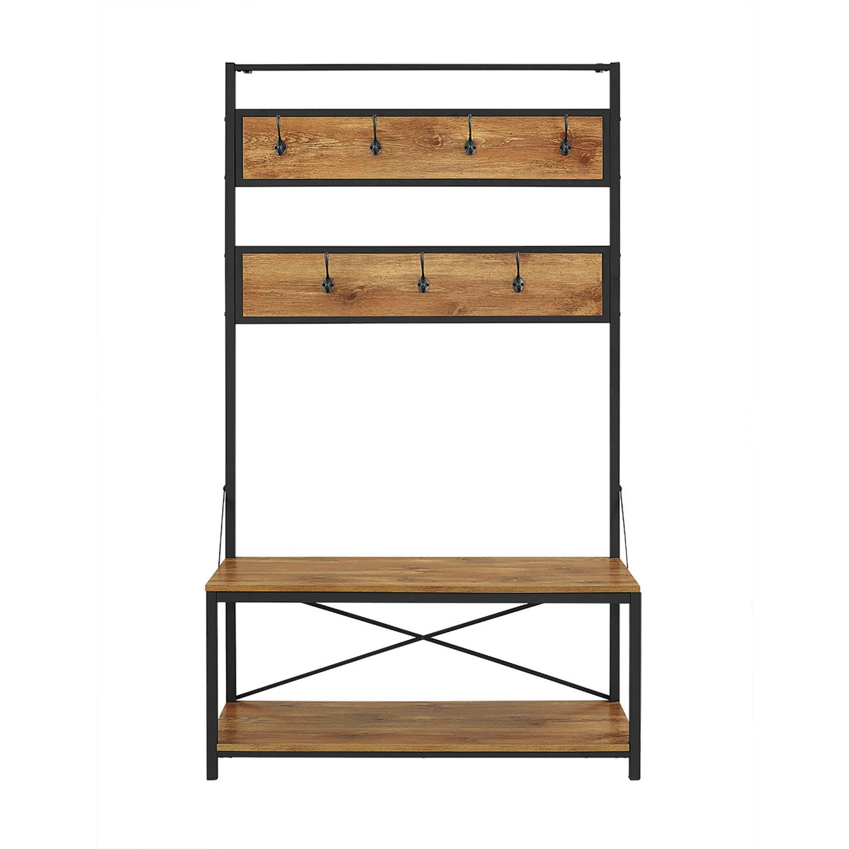 Rustic X-Back Hall Tree With Bench by Couch.com