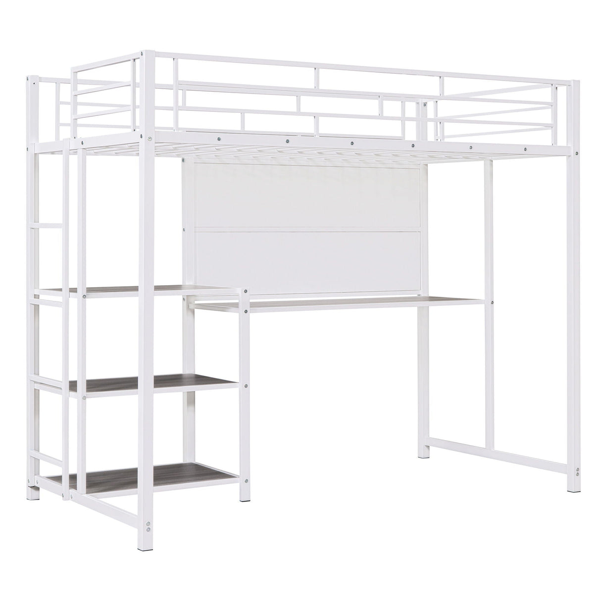 Metal Loft Bed With Desk, 3 Shelves And Ladder by Couch.com