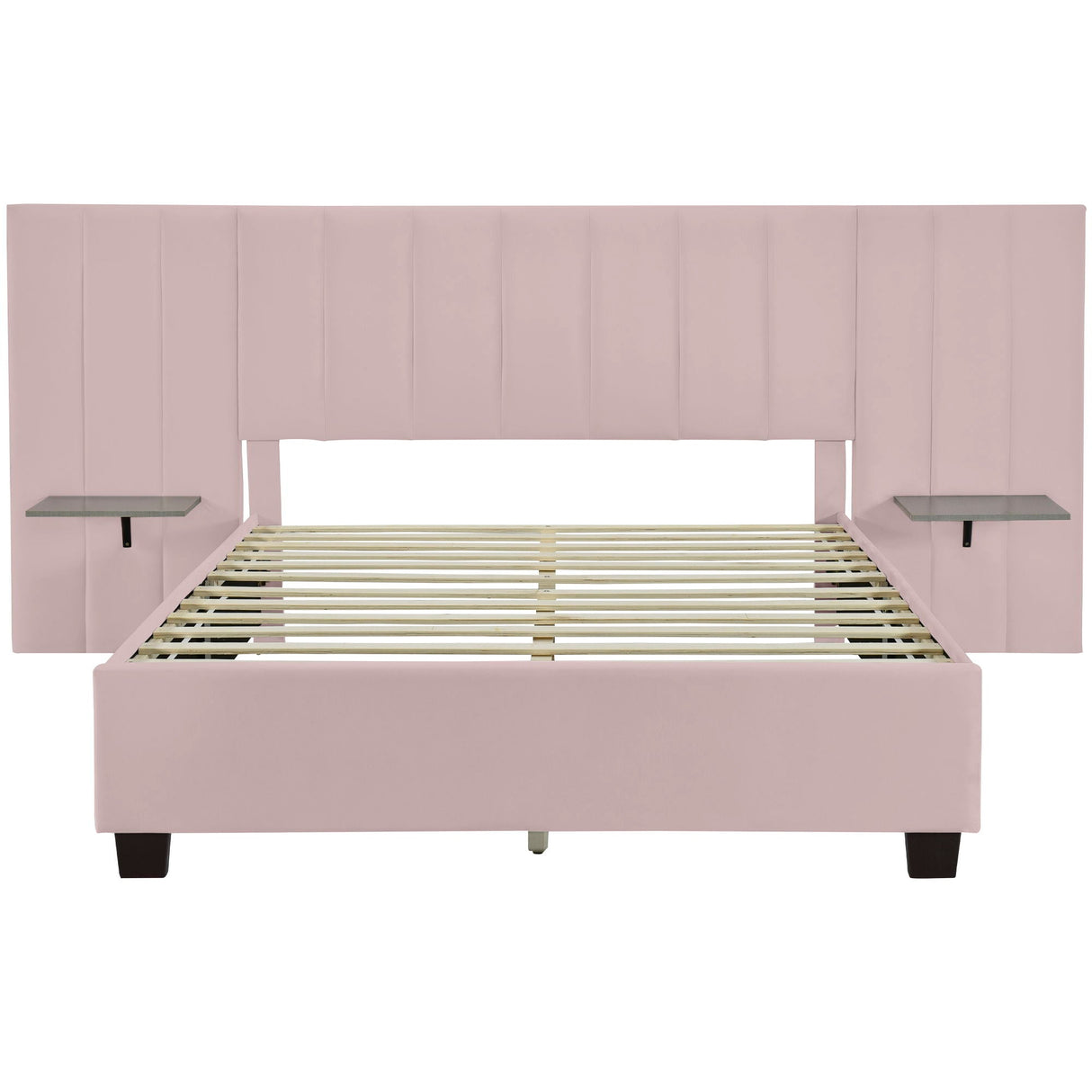 Upholstered Platform Bed With Big Headboard by Couch.com