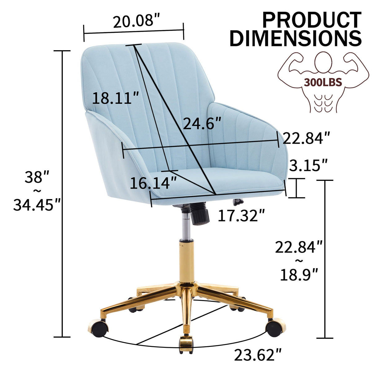 Adjustable Ergonomic Swivel Office Chair by Couch.com