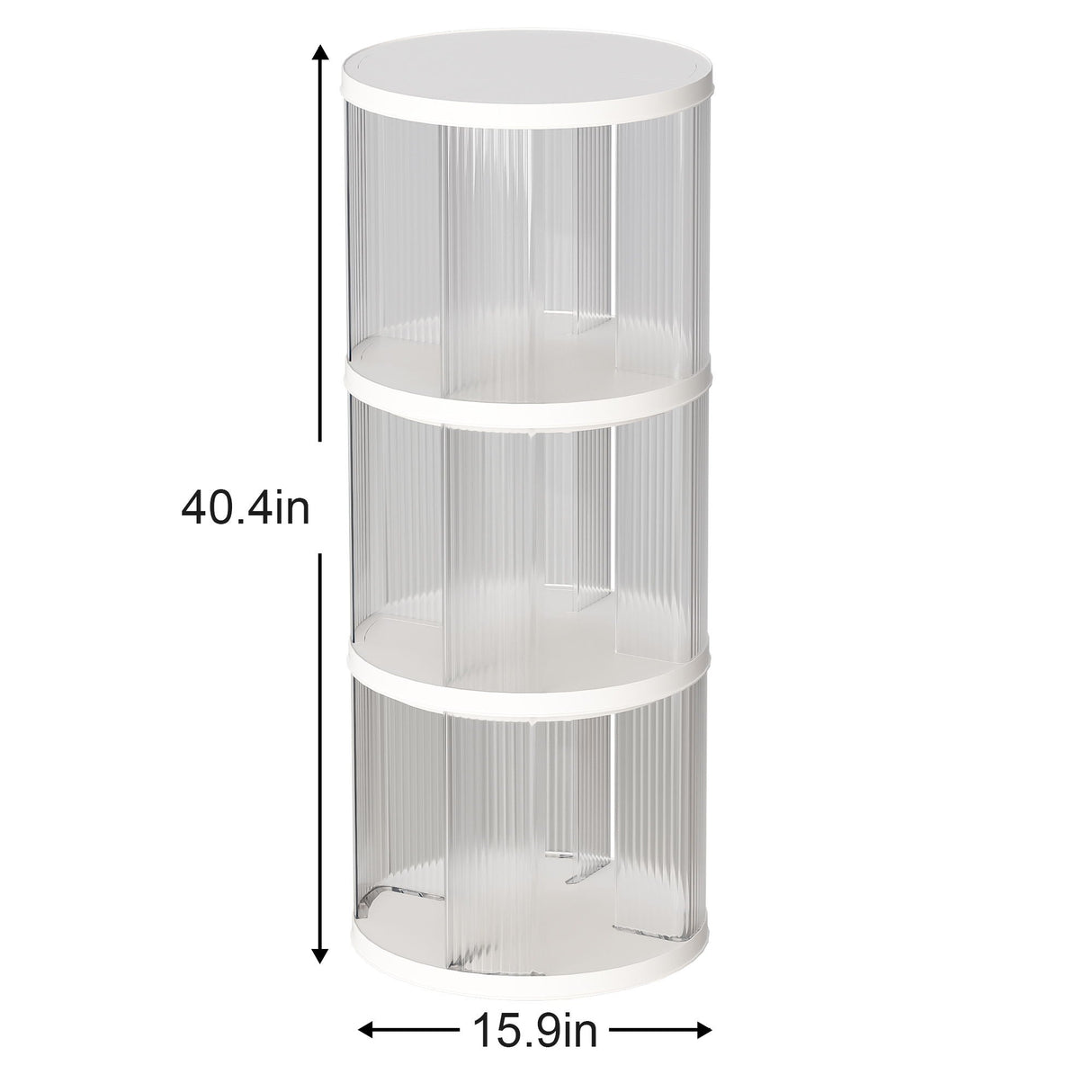 360° Rotating Bookshelf, Small Corner Bookcase, 3 Tier Floor Standing Organizer, Round - Cream White by Couch.com