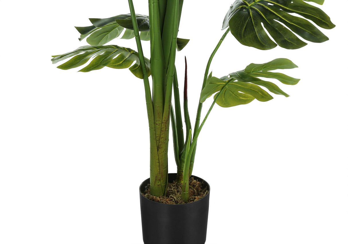 55" Tall, Artificial Plant, Monstera Tree, Indoor, Faux, Fake, Floor, Greenery, Potted, Real Touch, Decorative - Green / Black by Couch.com