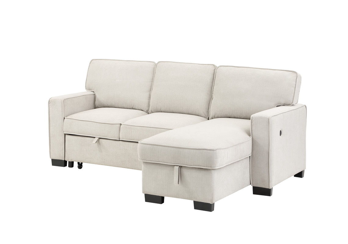 Estelle - Fabric Reversible Sleeper Sectional With Storage Chaise Drop-Down Table 2 Cup Holders And 2 USB Ports by Couch.com