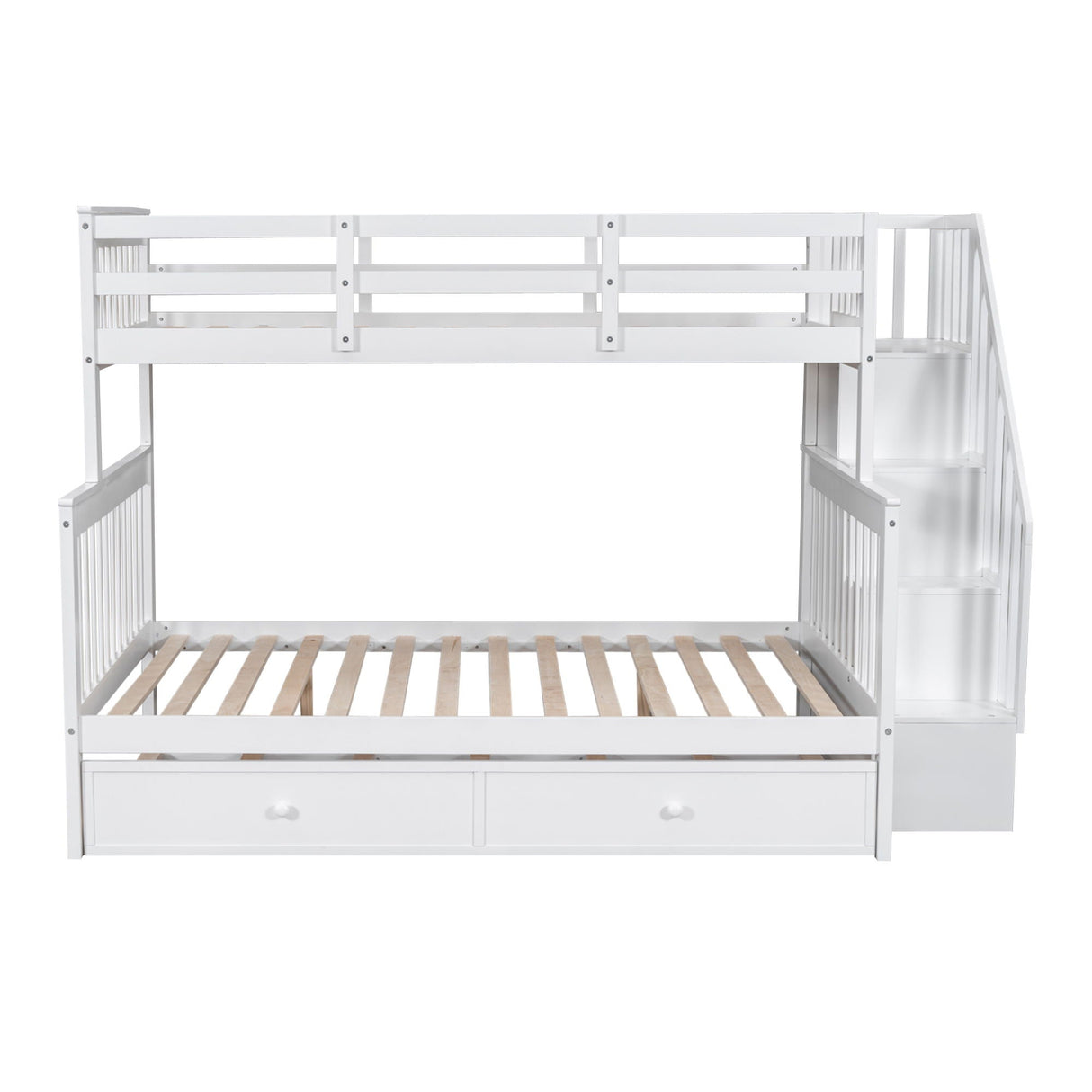 Bunk Bed With Twin Size Trundle, Storage And Guard Rail For Bedroom by Couch.com