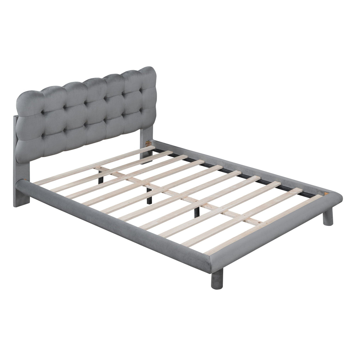 Platform Bed With LED Frame, Thick & Soft And Button Tufted Design Headboard by Couch.com
