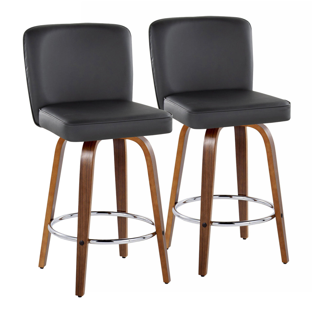 Henry - Contemporary Fixed Height Counter Stool With Swivel With Round Footrest (Set of 2) by Couch.com