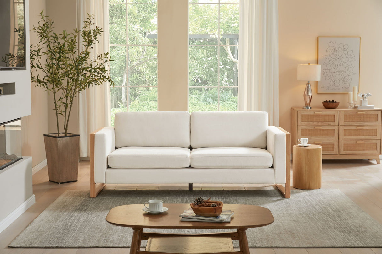 Modern 3-Seater Sofa With Solid Wood Legs