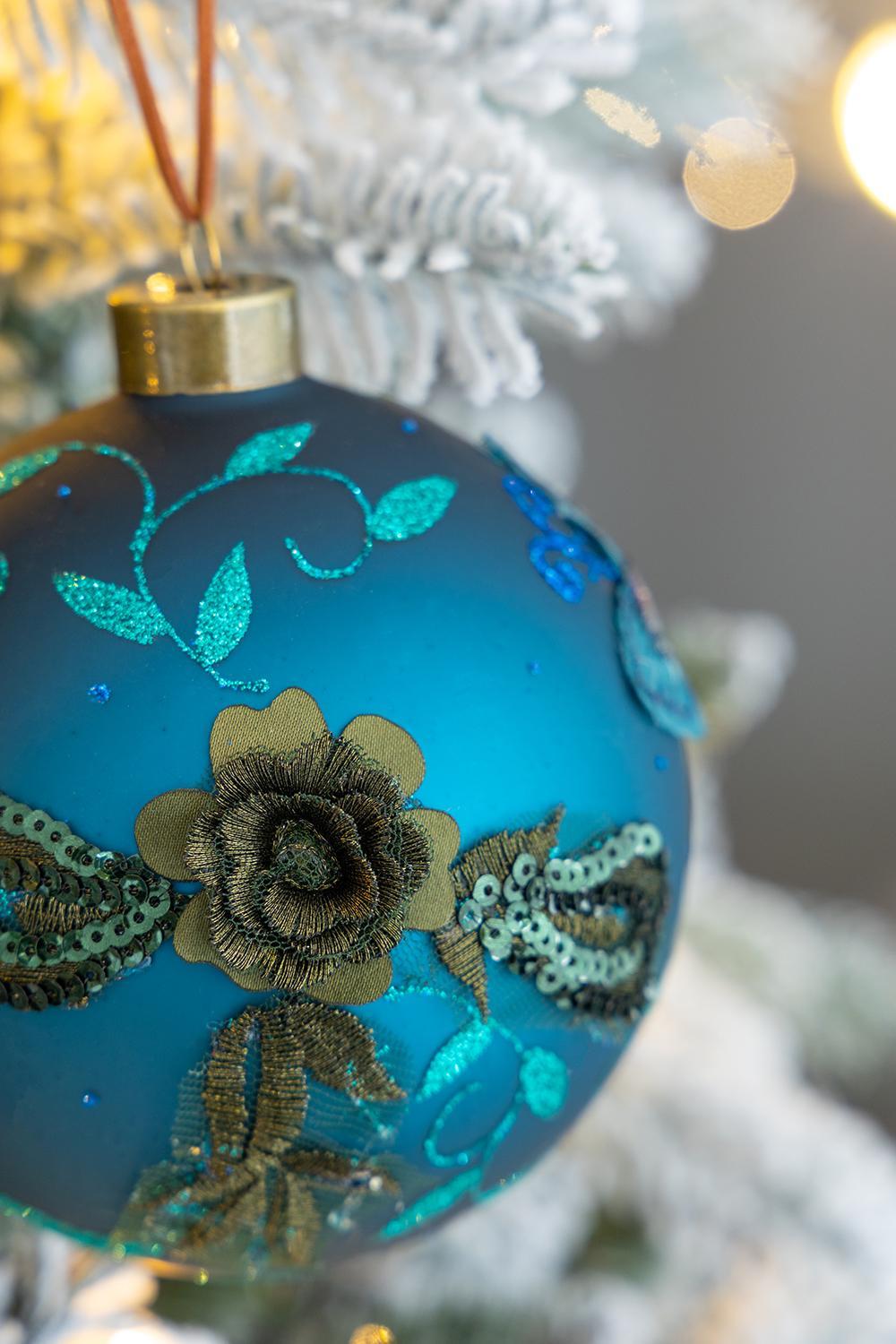Christmas Ball Ornaments Glass Decorative Hanging Balls Light Blue