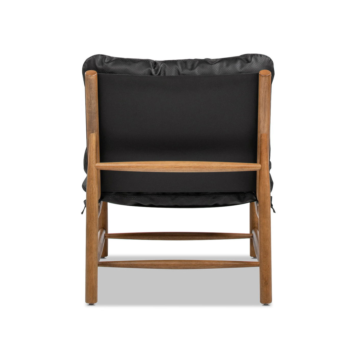 Oxford Leather Mid-Century Modern Accent Chair - Noir Black by Couch.com