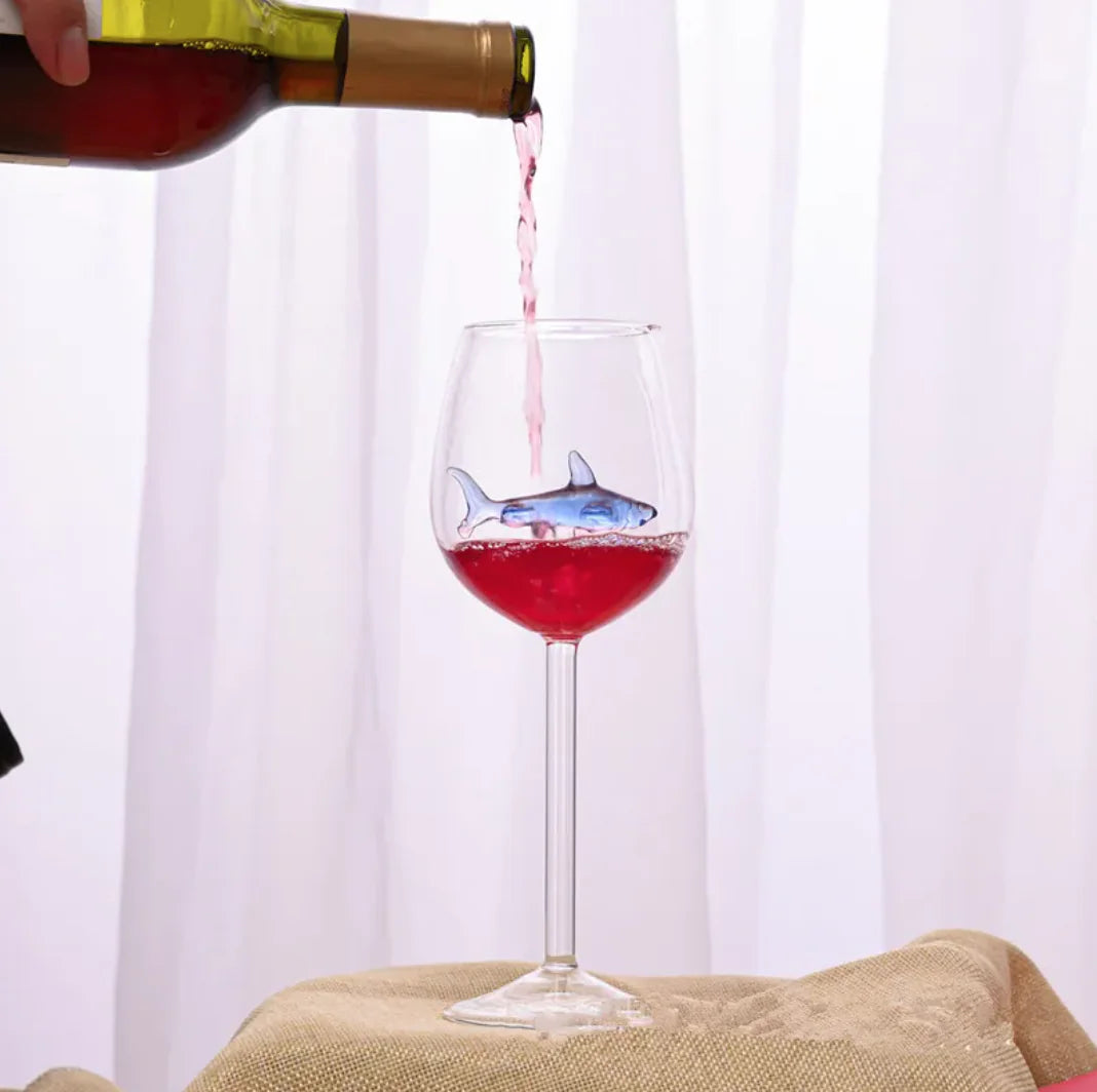 Shark Inside Red Wine Glass