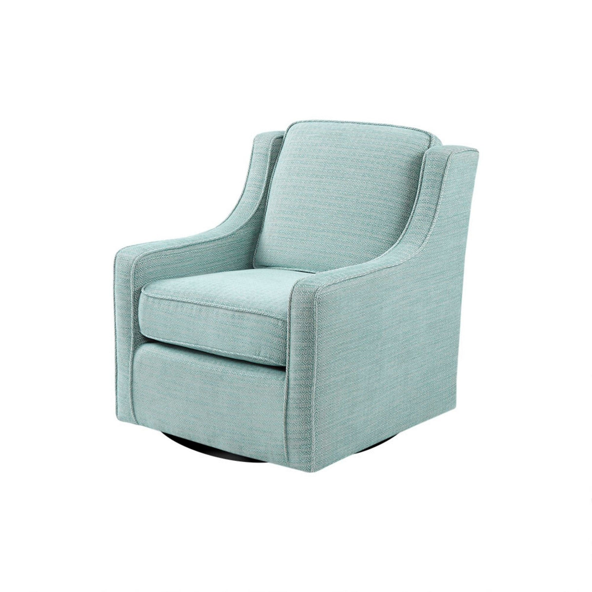 Swivel Chair With Foam Cushion / Black Metal Swivel - Dusty Aqua Chenille by Couch.com