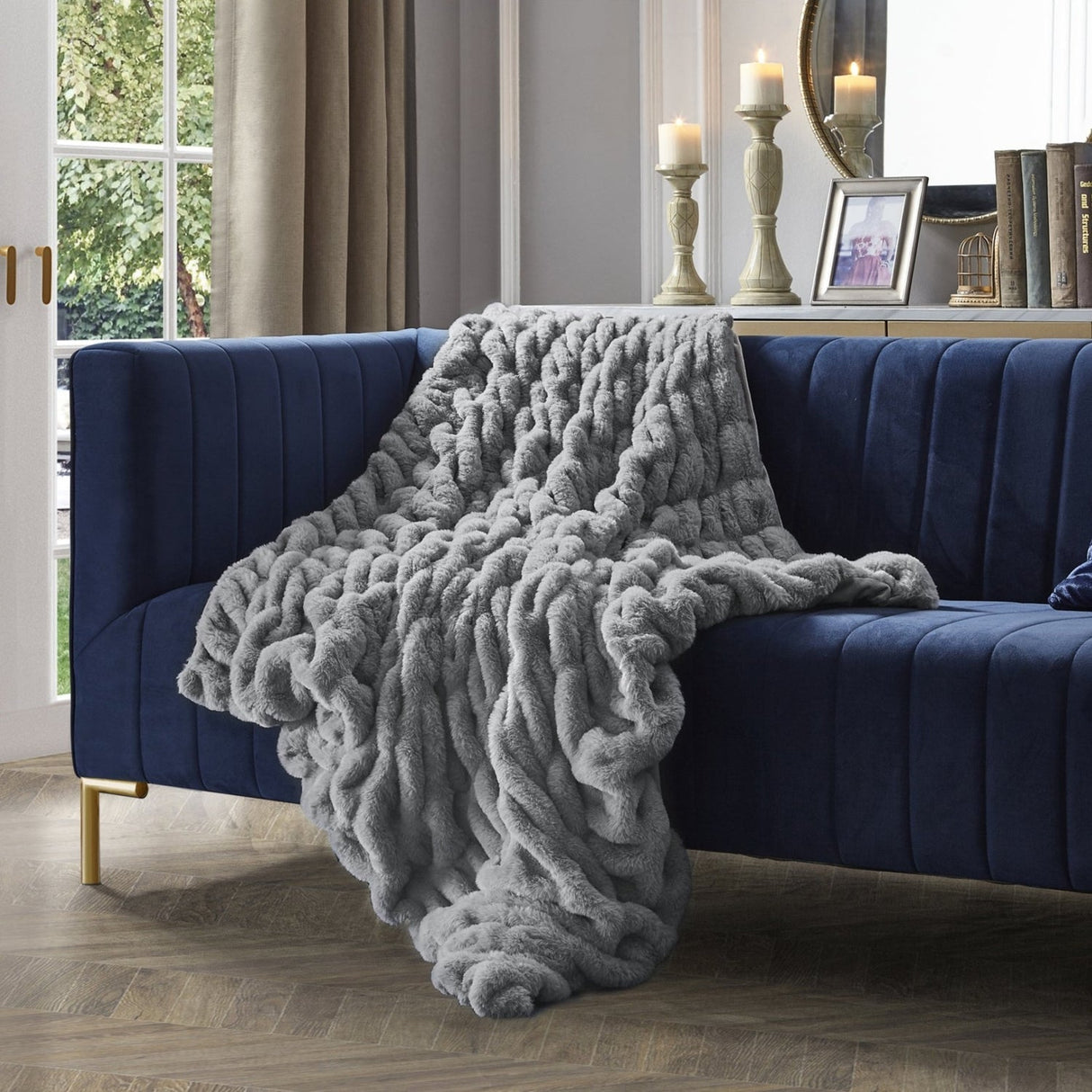 Antonia Silky Ruched Knit Throw