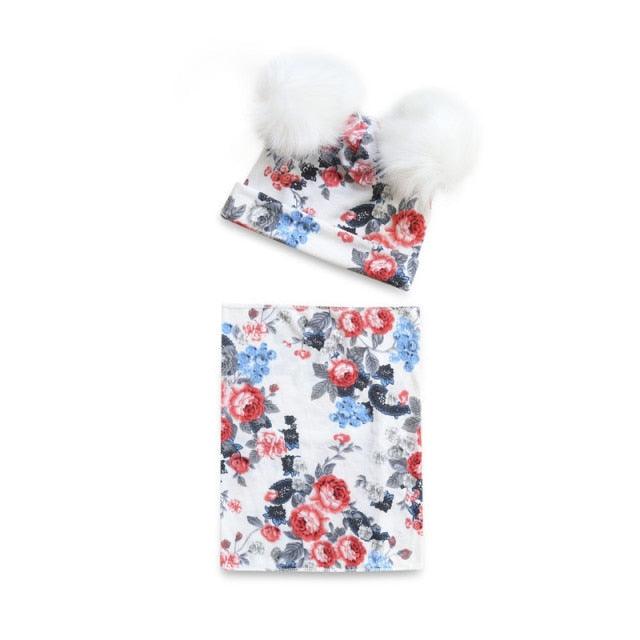 Baby Cotton Hat Autumn Winter Children Scarf Hat Sets Bowknot Ear Baby Girl Boy Warm Beanies Cap Neck Warmer Scarf Fleece Balaclava Hood Ski Mask Cold Weather Face Mask Neck Warmer Winter Nose Warmer