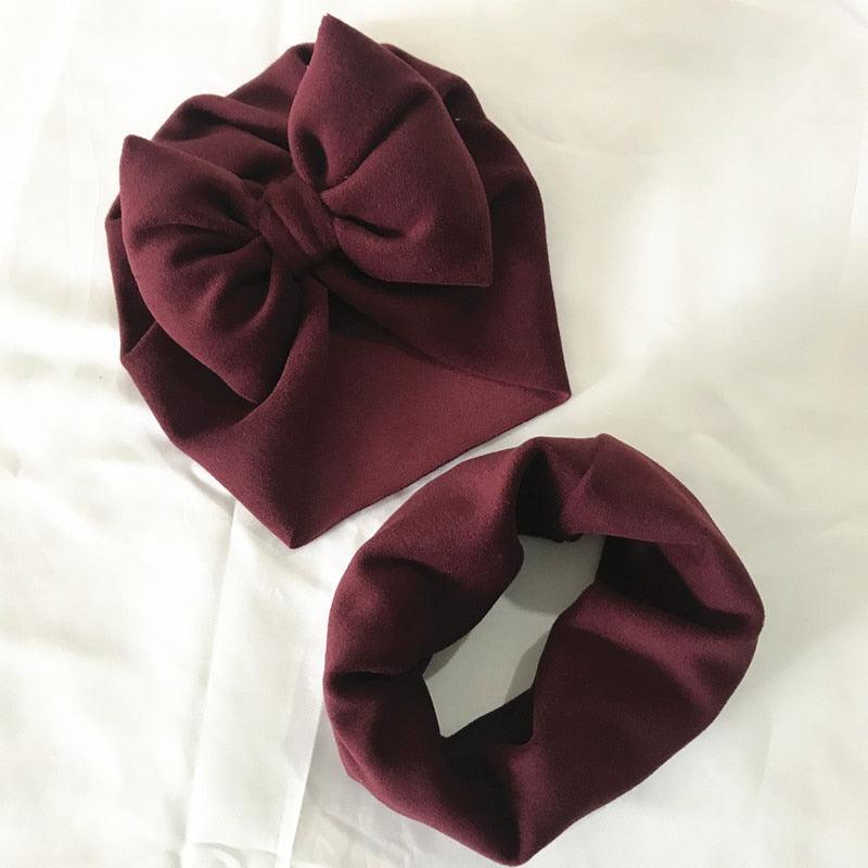 Baby Cotton Hat Autumn Winter Children Scarf Hat Sets Bowknot Ear Baby Girl Boy Warm Beanies Cap Neck Warmer Scarf Fleece Balaclava Hood Ski Mask Cold Weather Face Mask Neck Warmer Winter Nose Warmer