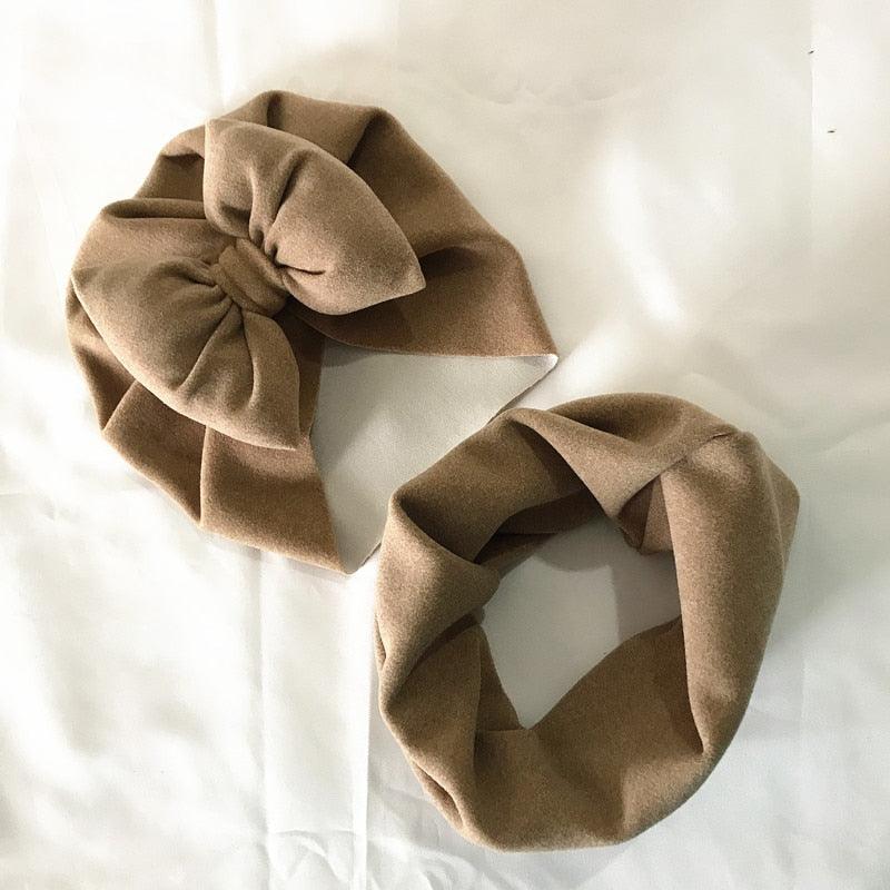 Baby Cotton Hat Autumn Winter Children Scarf Hat Sets Bowknot Ear Baby Girl Boy Warm Beanies Cap Neck Warmer Scarf Fleece Balaclava Hood Ski Mask Cold Weather Face Mask Neck Warmer Winter Nose Warmer