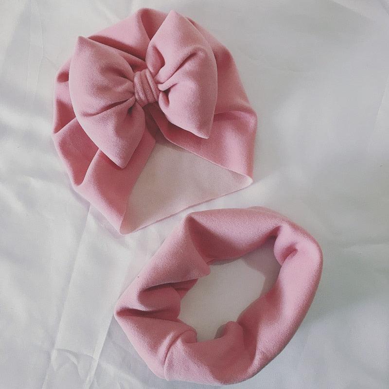Baby Cotton Hat Autumn Winter Children Scarf Hat Sets Bowknot Ear Baby Girl Boy Warm Beanies Cap Neck Warmer Scarf Fleece Balaclava Hood Ski Mask Cold Weather Face Mask Neck Warmer Winter Nose Warmer