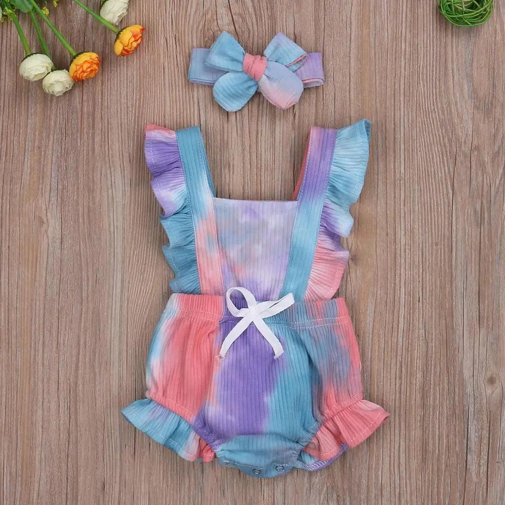 Baby Girl Ruffled Solid Color Sleeveless Backless Romper Jumpsuit Comfy Outfit Excellent Gift For Your Baby Girl