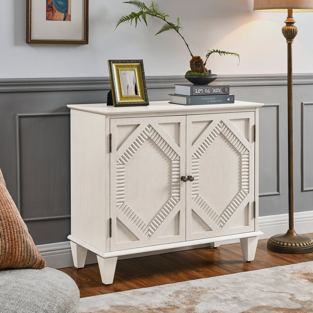 33.6' Retro Wooden Sideboard Buffet Cabinet with Storage