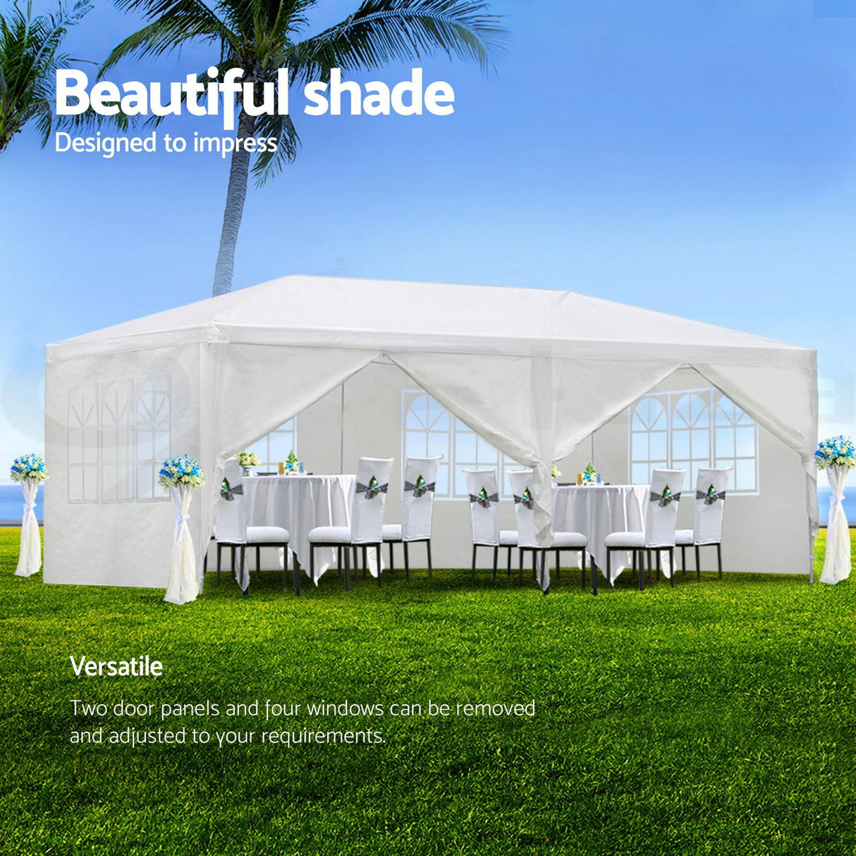 Wedding Party Canopy Tent Outdoor Gazebo With 6 Removable Sidewalls - White by Couch.com