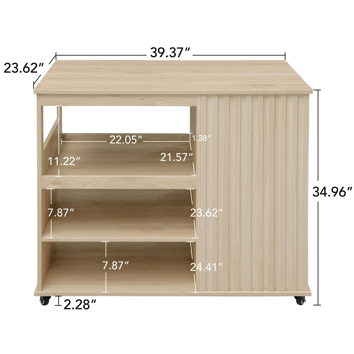 Kitchen Island Cart, Rolling Serving Utility Trolley Cart Modern Kitchen Island With Storage Drawer Wine Rack Lockable Casters, Kitchen Cart For Kitchen, Dining Room, Bar Living Room - Natural by Couch.com