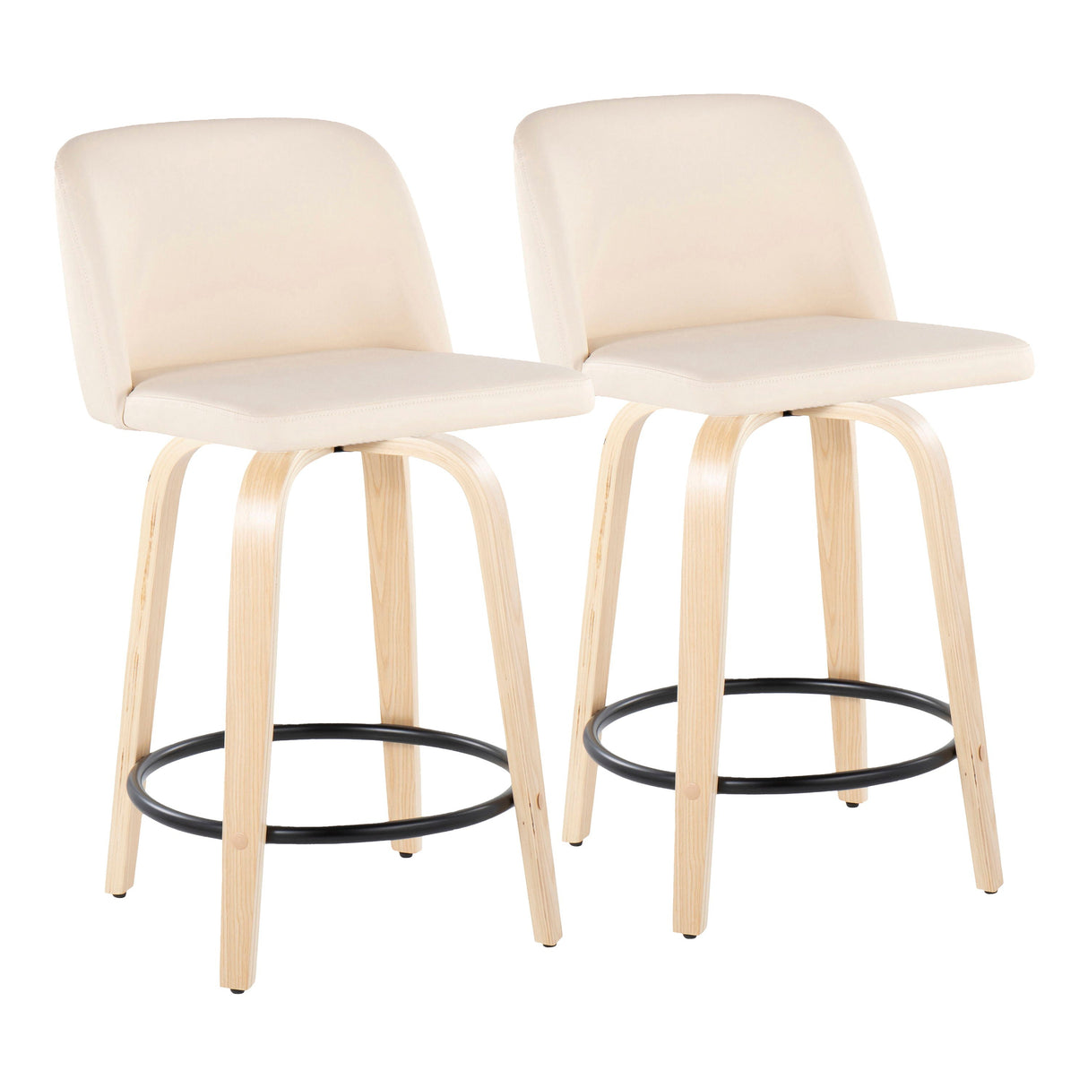 Toriano - Contemporary, Fixed Height Counter Stool With Swivel And Round Footrest (Set of 2) by Couch.com
