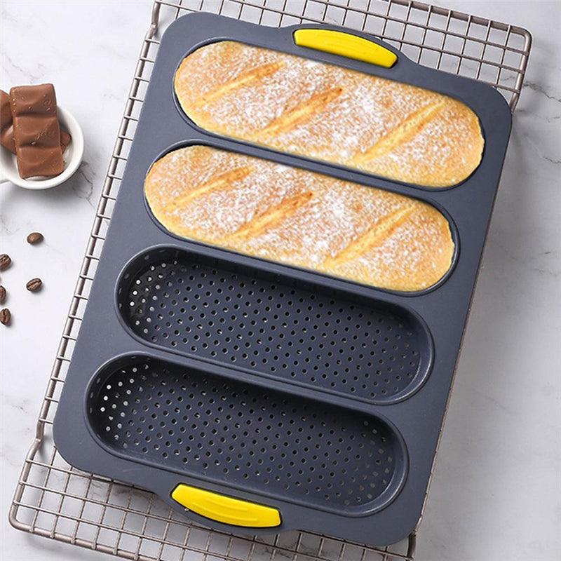 Baking Mold Food Grade 4 Grids Baguettes Silicone Mould Tray Anti-scalding Non-stick Bread Cake Molds Kitchen Tool Accessories Mold For Bread Baking Loaves Bake Mold Loaf Muffin Pan Kitchen Baking Tools