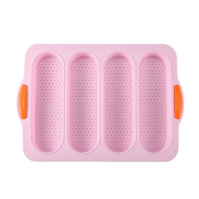 Baking Mold Food Grade 4 Grids Baguettes Silicone Mould Tray Anti-scalding Non-stick Bread Cake Molds Kitchen Tool Accessories Mold For Bread Baking Loaves Bake Mold Loaf Muffin Pan Kitchen Baking Tools