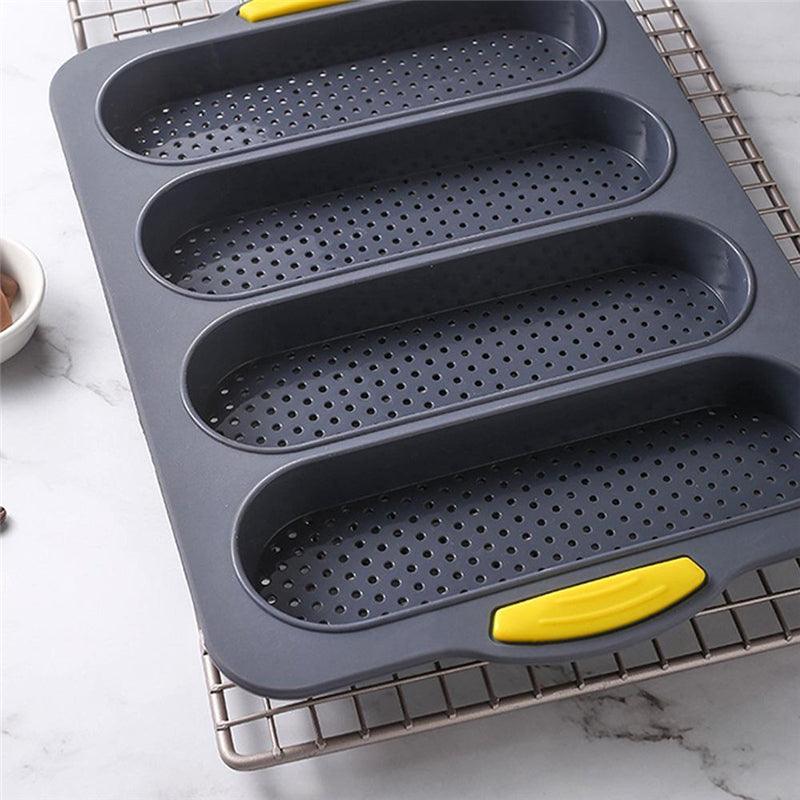 Baking Mold Food Grade 4 Grids Baguettes Silicone Mould Tray Anti-scalding Non-stick Bread Cake Molds Kitchen Tool Accessories Mold For Bread Baking Loaves Bake Mold Loaf Muffin Pan Kitchen Baking Tools