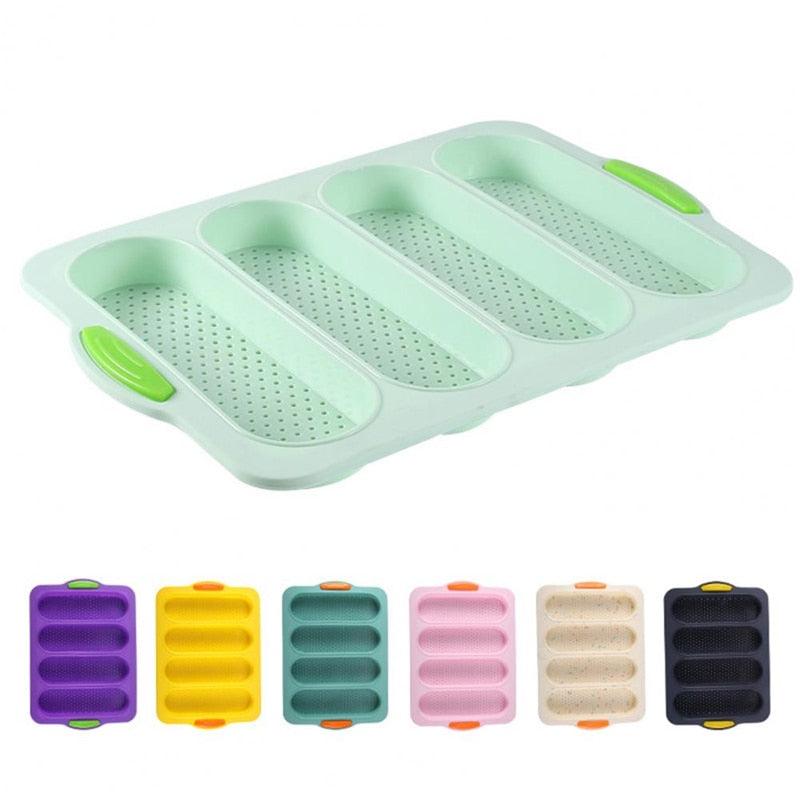 Baking Mold Food Grade 4 Grids Baguettes Silicone Mould Tray Anti-scalding Non-stick Bread Cake Molds Kitchen Tool Accessories Mold For Bread Baking Loaves Bake Mold Loaf Muffin Pan Kitchen Baking Tools