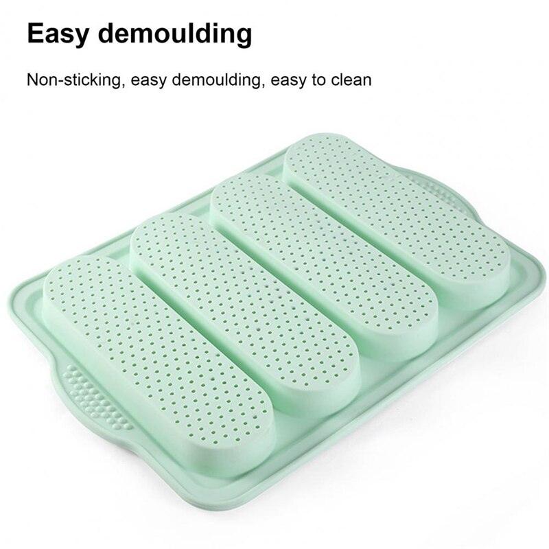 Baking Mold Food Grade 4 Grids Baguettes Silicone Mould Tray Anti-scalding Non-stick Bread Cake Molds Kitchen Tool Accessories Mold For Bread Baking Loaves Bake Mold Loaf Muffin Pan Kitchen Baking Tools